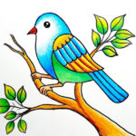 Bird Drawing For Beginners  Bird Scenery Drawing  Birds Drawing Colour   How To Draw Birds.