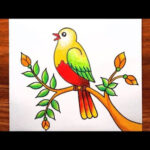 Bird Drawing  How To Draw Bird Scenery For Beginners  Birds Drawing  Colour  Creativity Studio.