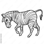 Cartoon Cute Zebra Coloring Page Vector Illustration Stock