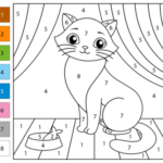 Cat Color By Number  Free Printable Coloring Pages