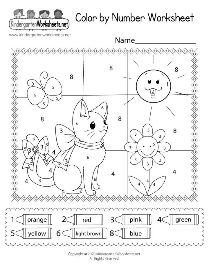 Cat Color by Number Worksheet - Free Printable, Digital, & PDF