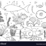 Coloring Page With Sea Animals Royalty Free Vector Image