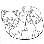 Coloring Pages. Mother Red Panda With Her Baby