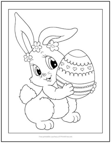 Cute Easter Bunny Coloring Page  Print it Free