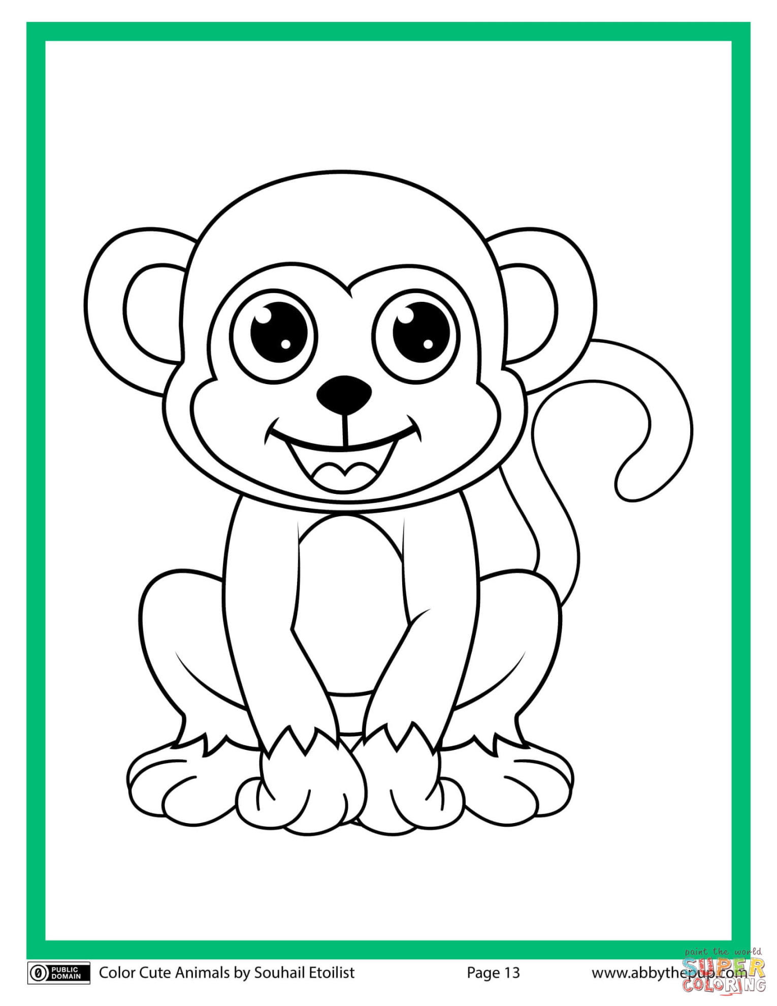 Cute Monkey coloring page  Free Printable Coloring Pages