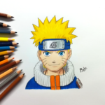 Drawing Naruto Uzumaki With Colour Pencils  Naruto  Budget Art