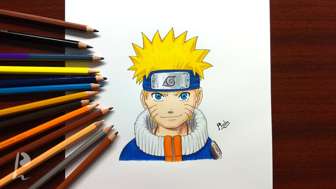 Drawing Naruto Uzumaki with Colour Pencils  Naruto  Budget Art