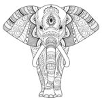 Elephant And Motifs – Elephants Adult Coloring Pages