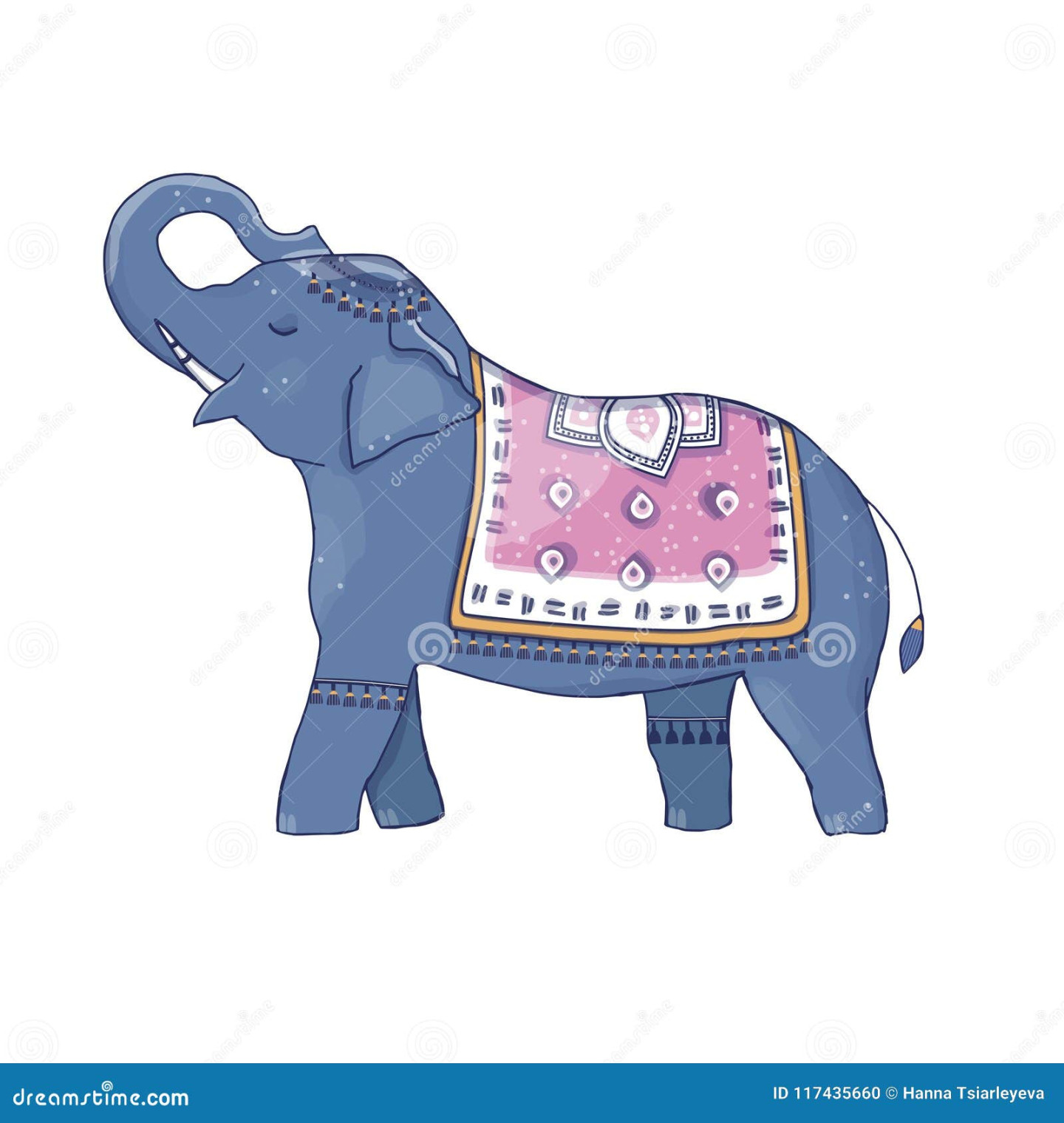 Elephant and Poncho Clip Art Funny Face Smile Character Drawing