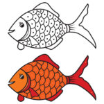 Fish Coloring Page For Kids Eps File And Image  Vector Art