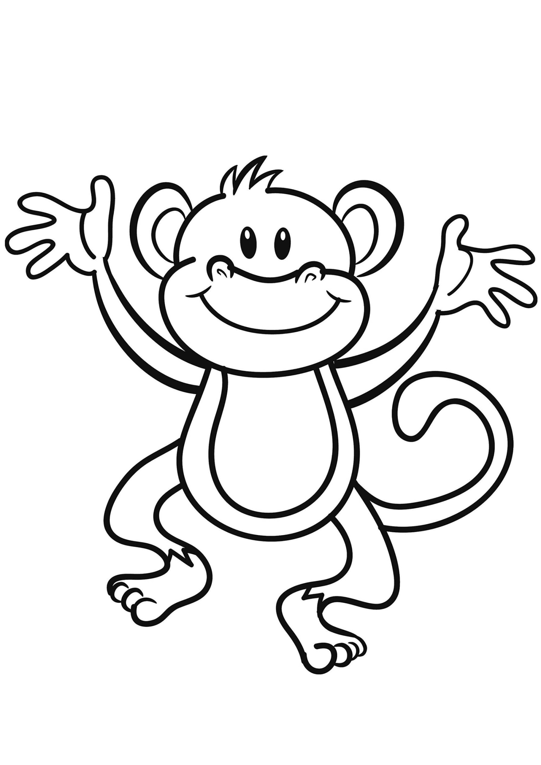 Free monkey drawing to download and color - Monkeys Kids Coloring