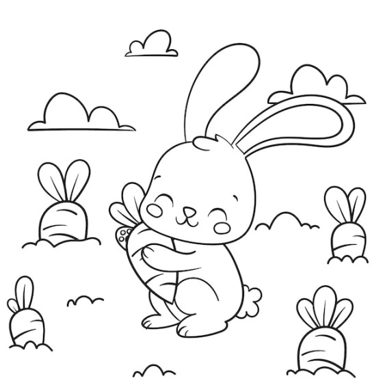 Free Vector  Cute coloring book with bunny