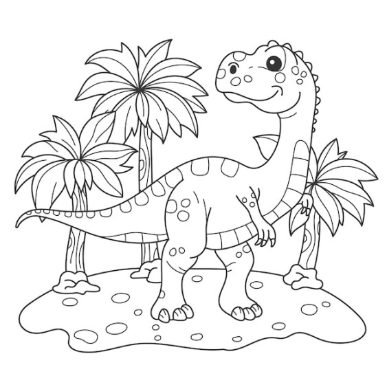 Free Vector  Cute coloring book with dinosaur