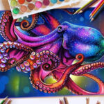 Glowing Colorful Drawings  Octopus Drawing, Octopus Painting