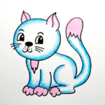 How To Draw Cat For Beginners  Cat Drawing Colour  Cute Cat Drawing.