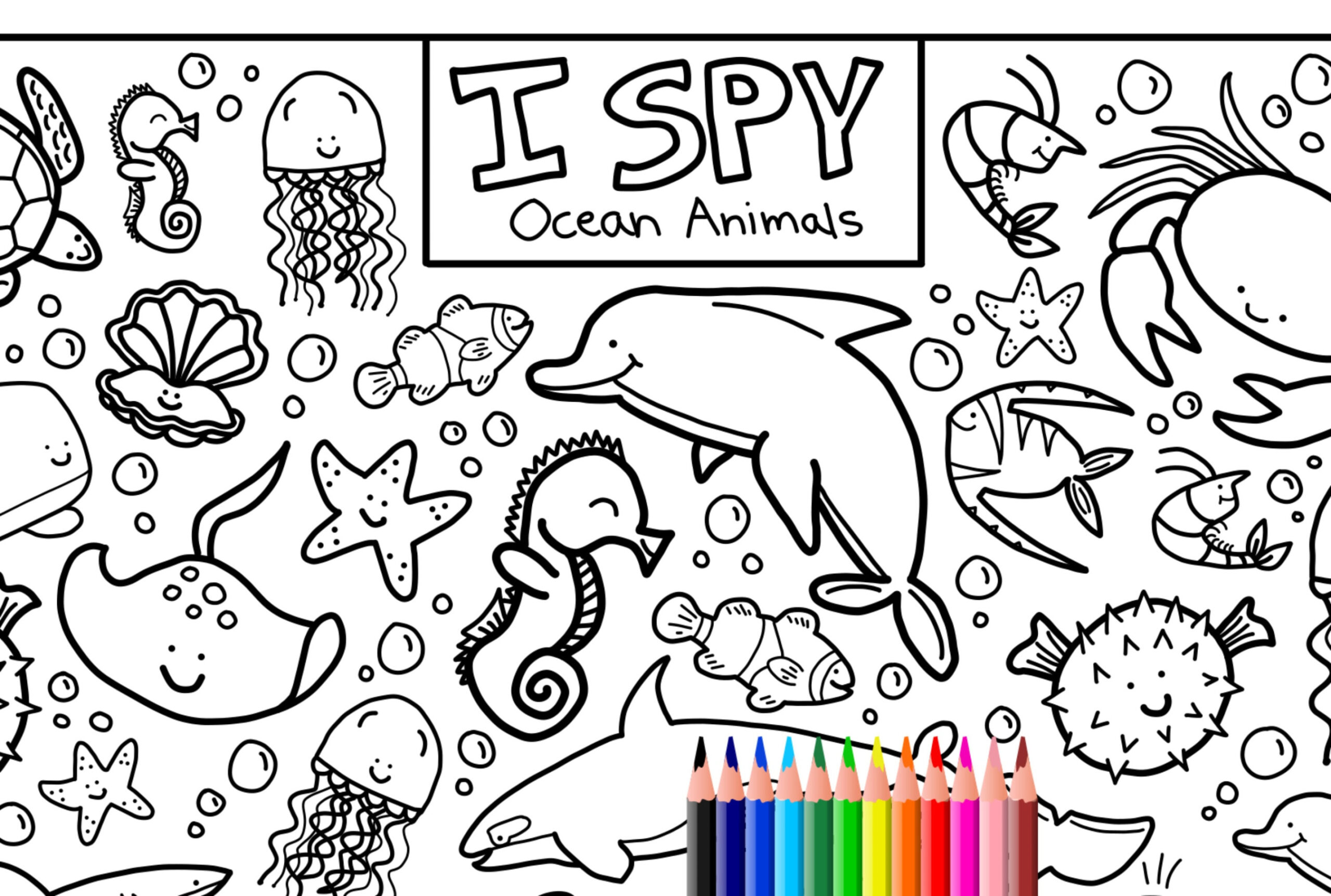 I Spy Ocean Animals Coloring Page Printable Download - Etsy Canada