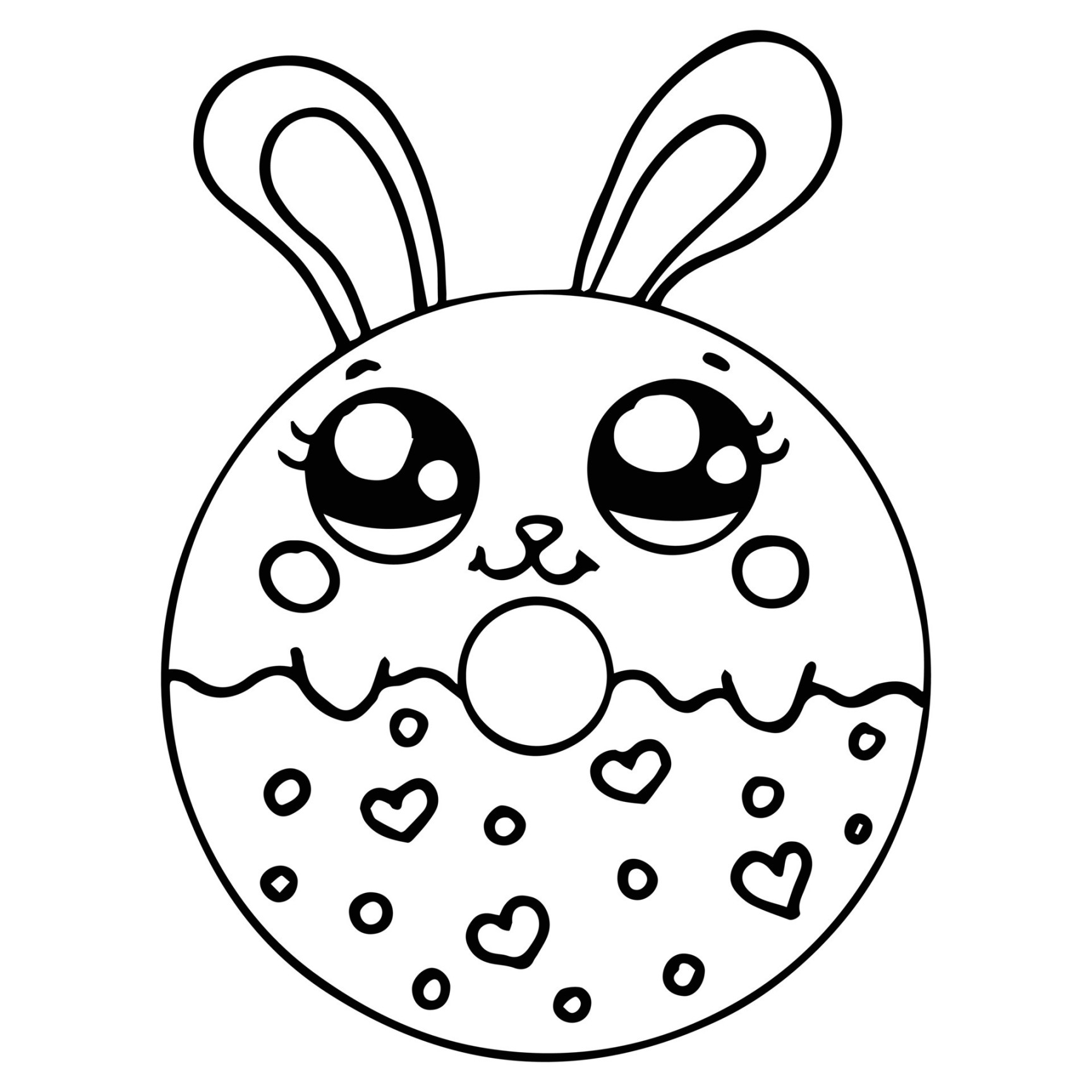 Kids Coloring Pages, Cute Bunny Donut Character Vector