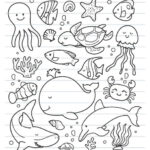 Ocean Animals Coloring Pages Printable Vectors & Illustrations For