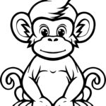 Premium Vector  A Monkey Colouring Pages For Kids Vector Illustration