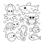 Premium Vector  Ocean Animals Coloring Pages For Kids