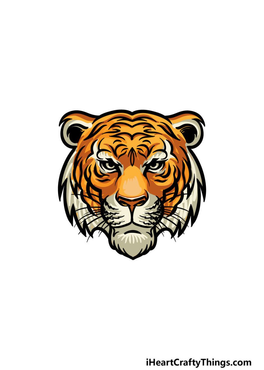 Tiger Face Drawing - How To Draw A Tiger Face Step By Step