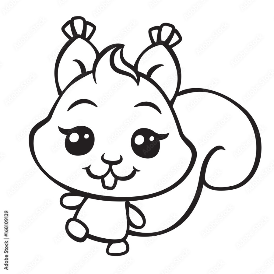 vector cute squirrel coloring page illustration Stock-Vektorgrafik