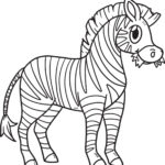 Zebra Animal Isolated Coloring Page For Kids  Vector Art