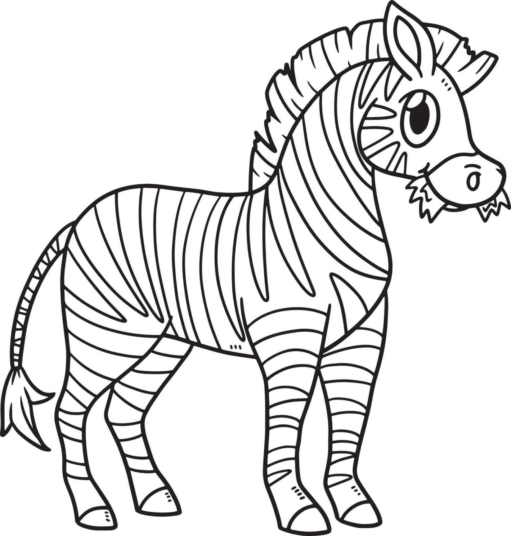 Zebra Animal Isolated Coloring Page for Kids  Vector Art