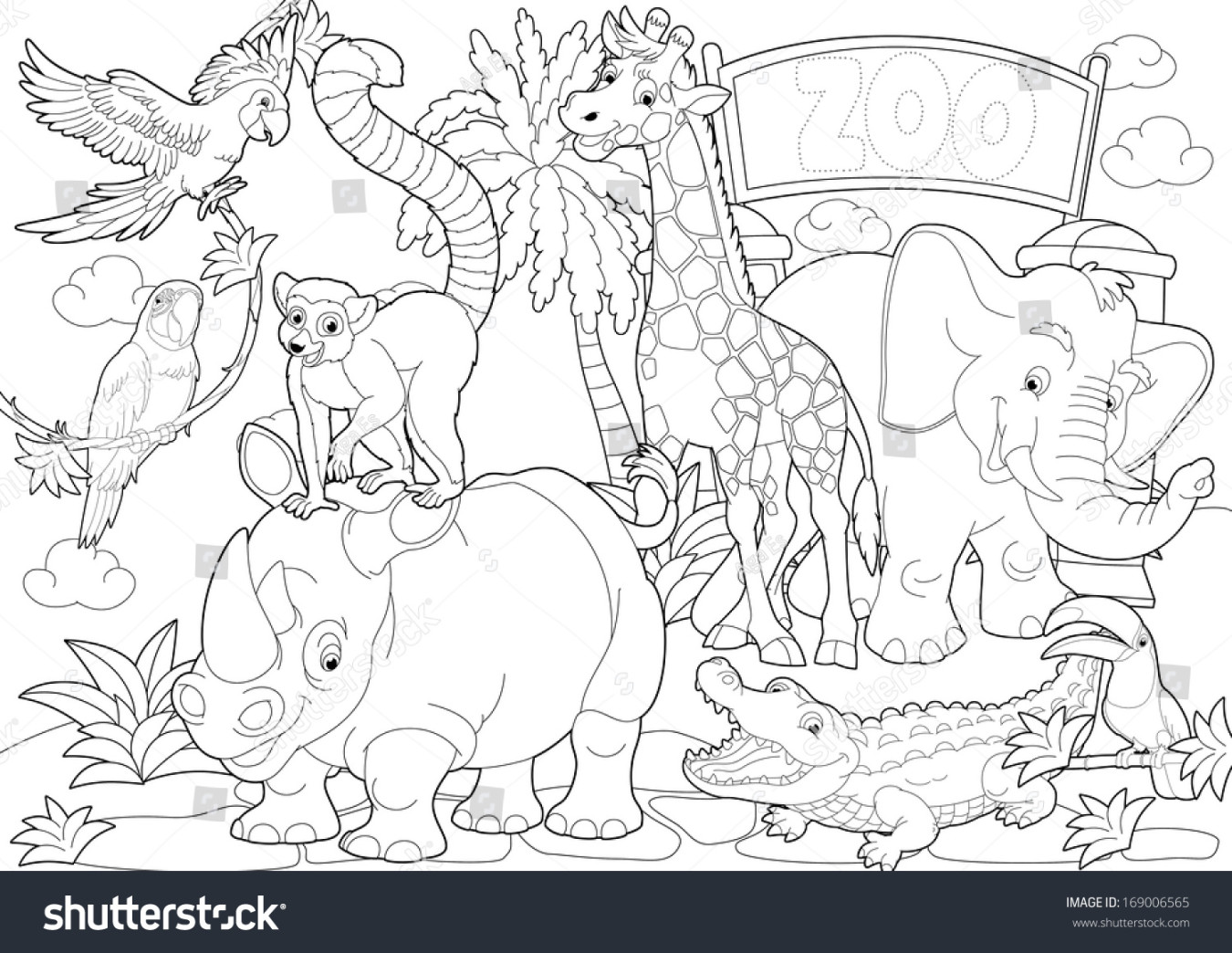 , Zoo Colouring Images, Stock Photos & Vectors  Shutterstock